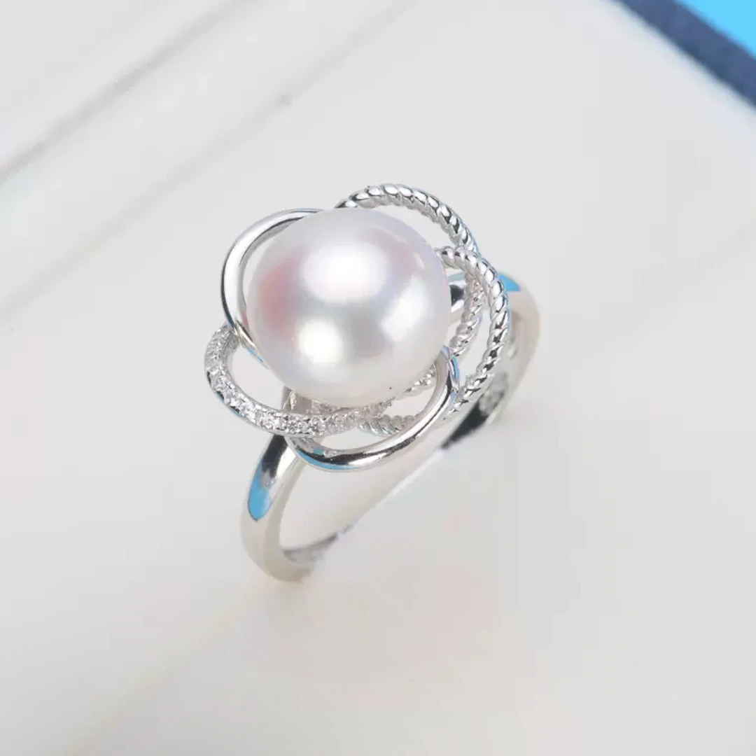 四叶草天然珍珠适合手粗戒指女食指轻奢高级感2024新款爆款