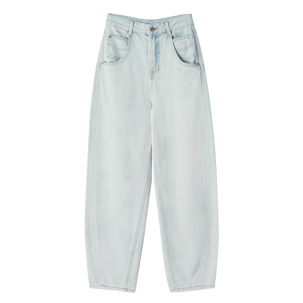 820春夏新款香蕉裤2024冰蓝宽松牛仔裤高腰显瘦百搭阔腿长裤薄款