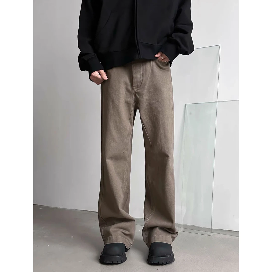 图顽狗美拉德穿搭复古棕色牛仔裤男 秋季基础款百搭显瘦直筒长裤