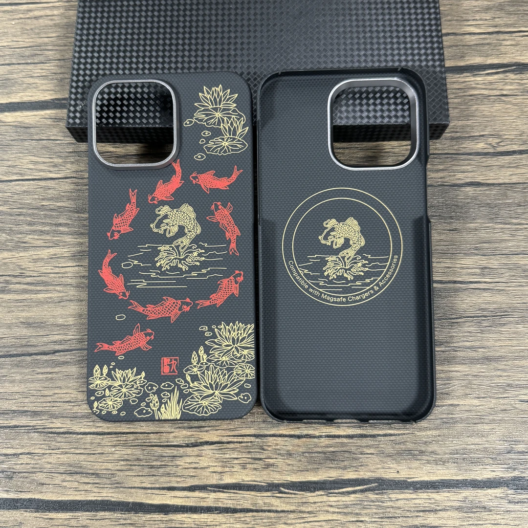 适用苹果15pro/15promax凯夫拉纤维磁吸超薄全包防摔商务保护套