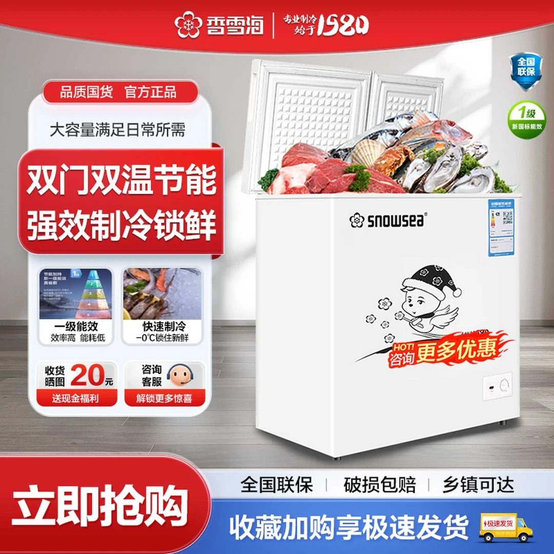 香雪海双温冰柜 冰柜家用小型冷冻柜 小冰柜家用 冷冻冰柜