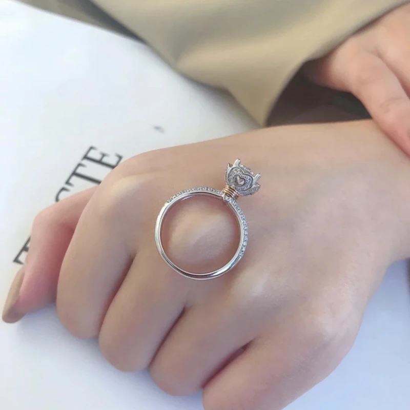 925银莫桑石戒指 925银莫桑石戒指【手捧花】1克拉/合成碳硅石