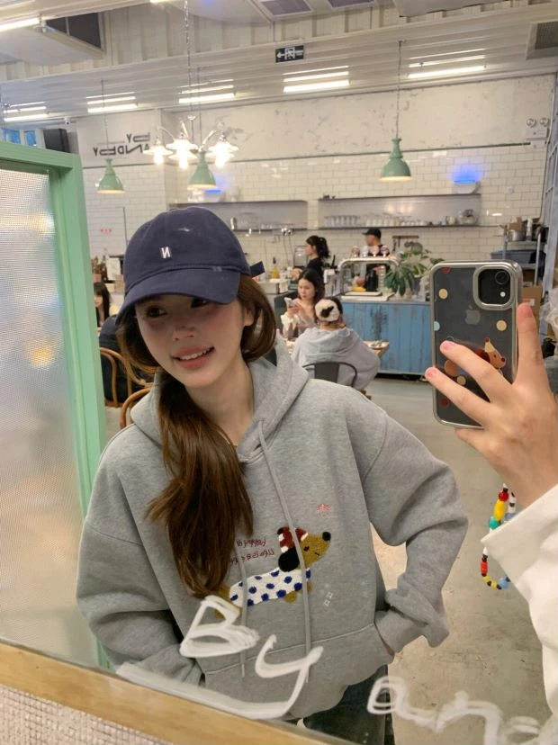 【花花】气球腊肠狗~连帽腊肠狗毛巾绣慵懒风宽松长袖加绒加厚卫衣