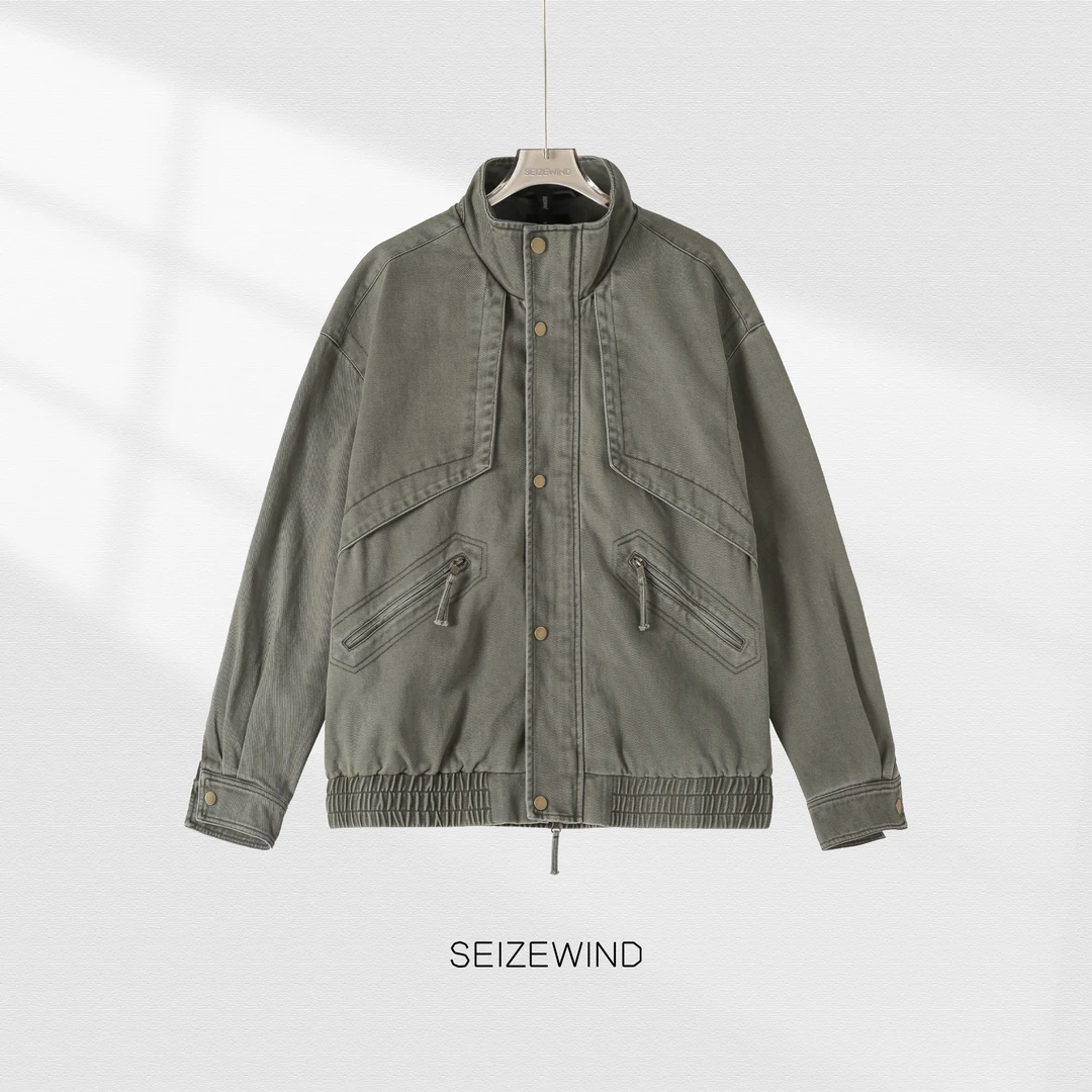 SEIZEWIND/S003秋季新品复古水洗牛仔外套 男士百搭100%棉夹克