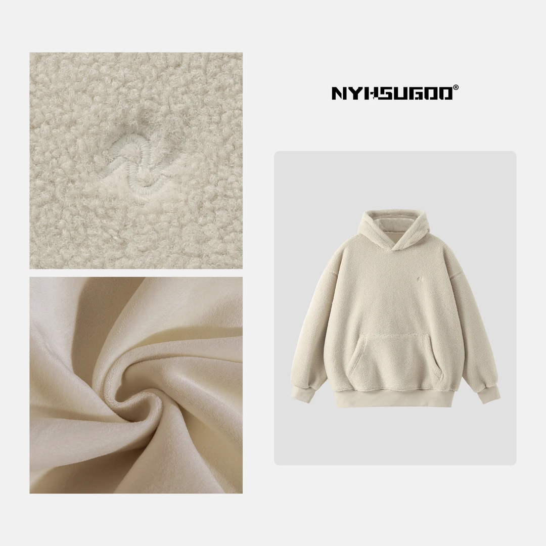 NYHSUGOO/南乙T118秋冬加厚重磅连帽卫衣男女同款颗粒绒保暖外套