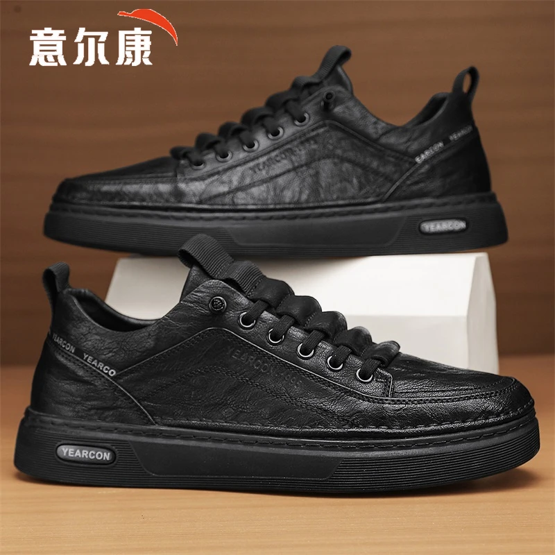 意尔康板鞋男鞋2025秋季新款厚底耐磨男士百搭休闲商务英伦风板鞋