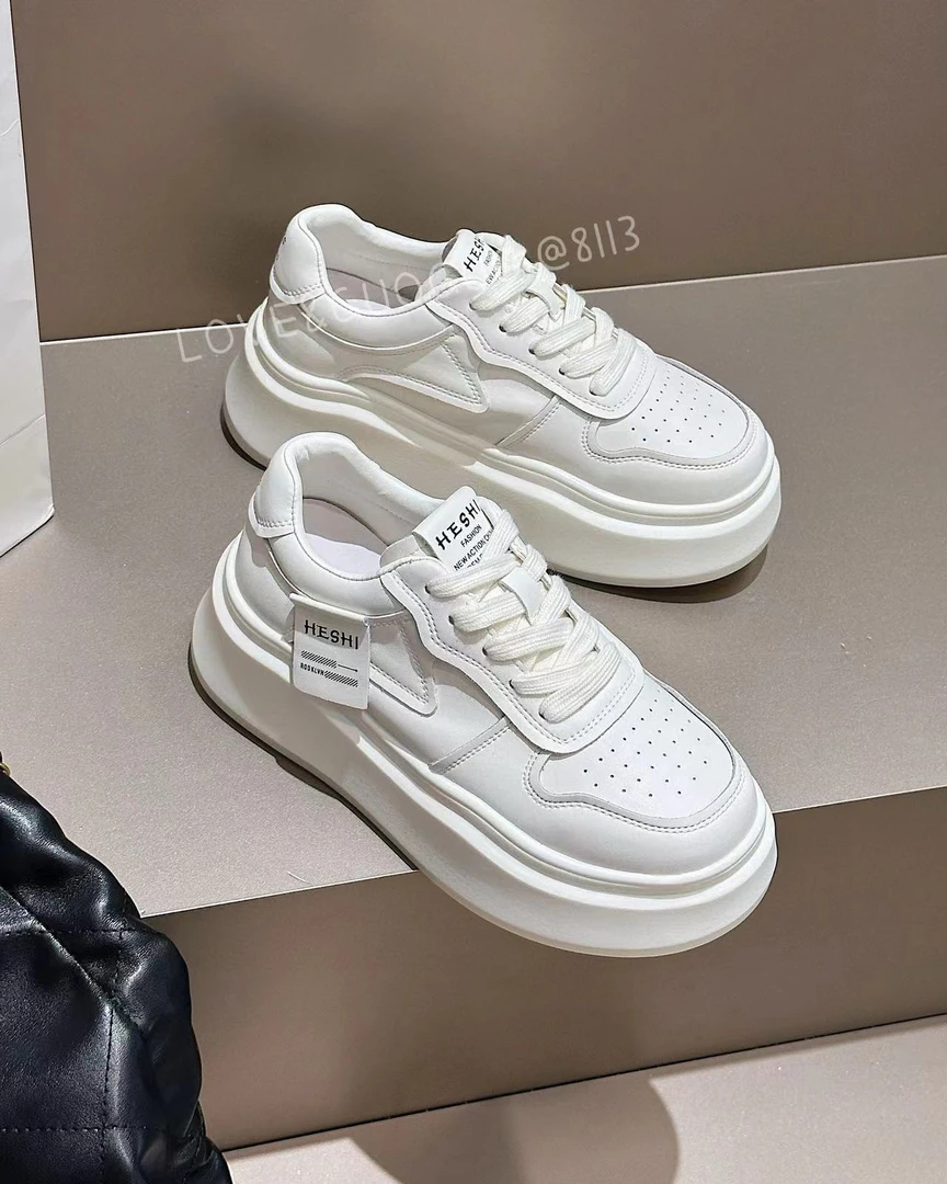 夏季厚底真皮小白鞋ins韩版网红时尚百搭板鞋休闲鞋