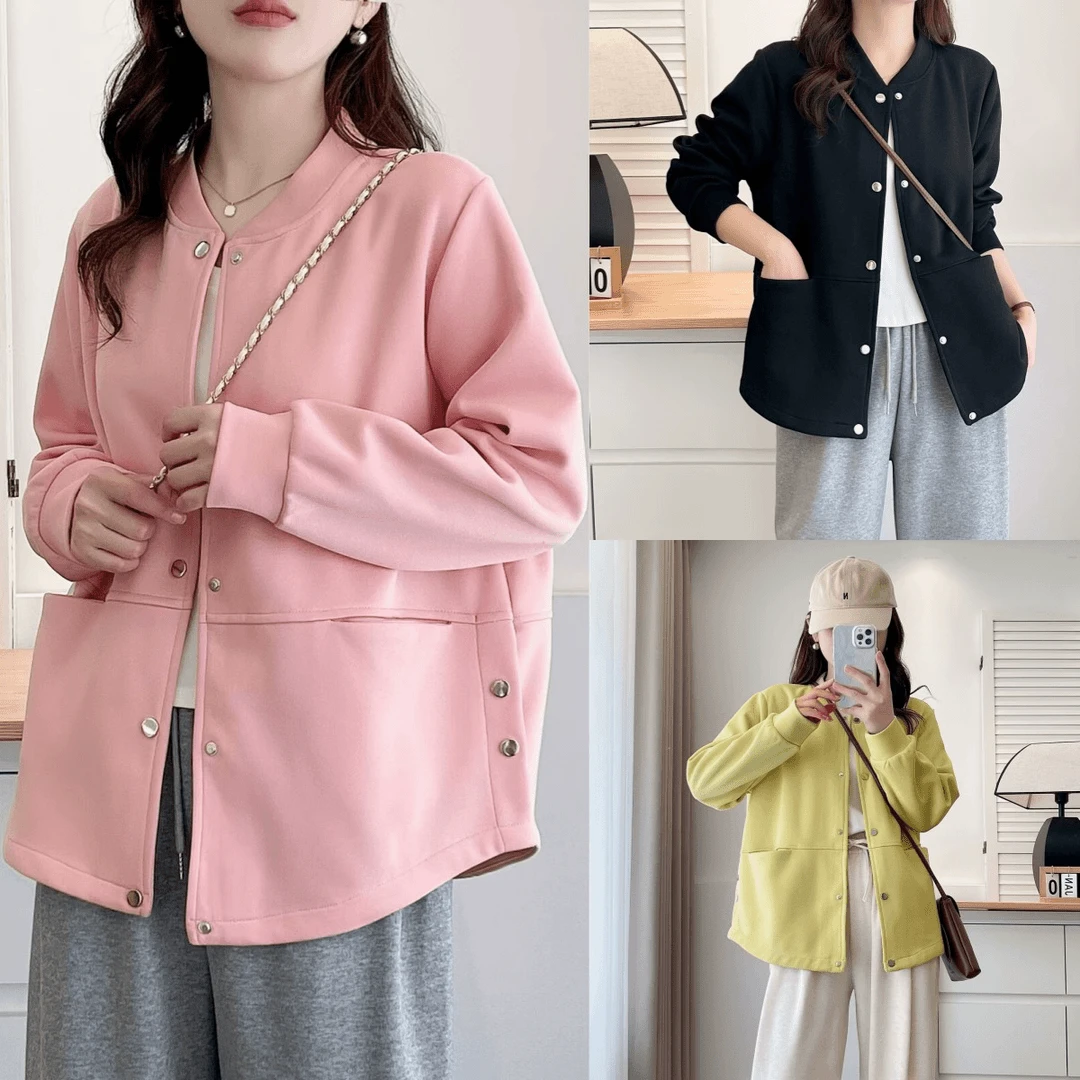 明画大码秋季新款休闲百搭宽松显瘦棒球服外套遮肉显瘦