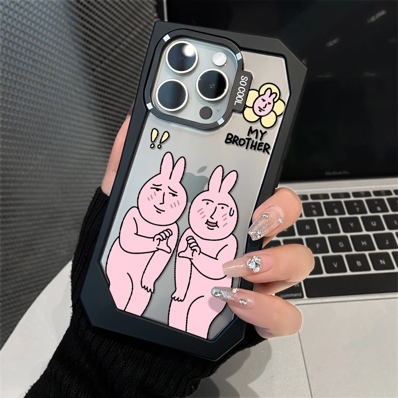 滑稽兔子适用苹果15promax手机壳不规则透明壳iPhone14个性透亮