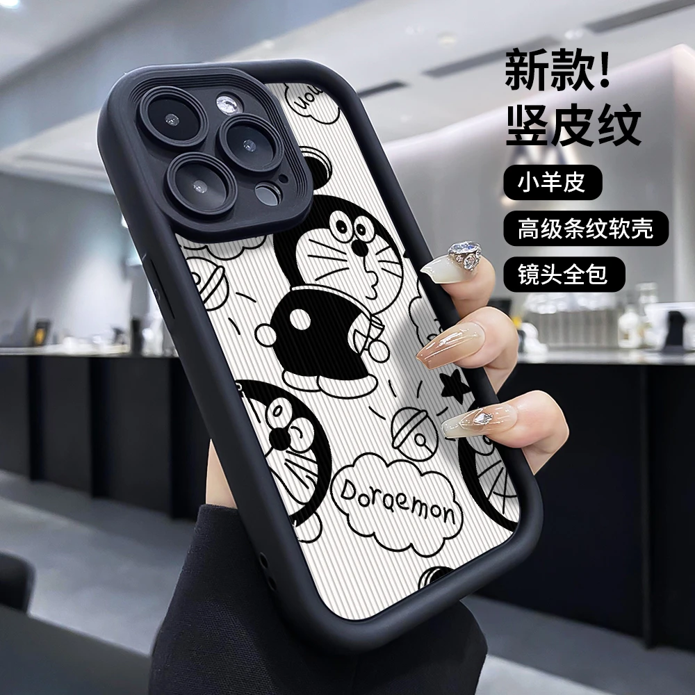 叮当条纹适用苹果15Promax手机壳oppo卡通4女款13华为12小米11