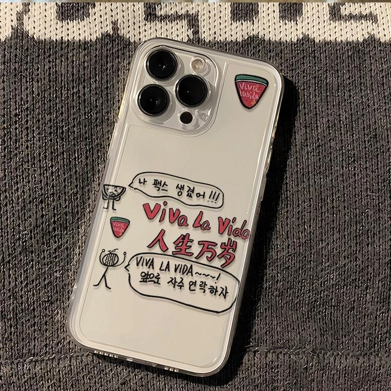 韩文人生万岁适用苹果小米oppovivo华为iPhone12/13/14/15透明壳