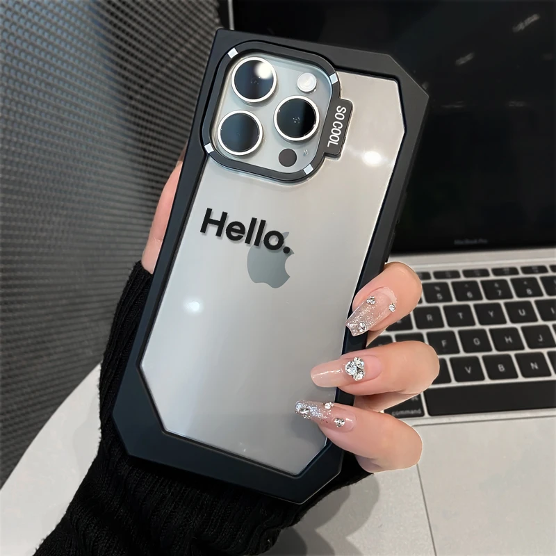 不规则壳简约hello适用于iPhone15promax手机壳苹果12/13/14个性