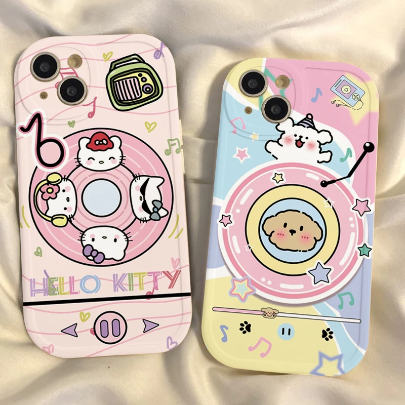 可爱卡通彩色唱片iphone15/13/14苹果12手机壳华为vivo小米oppo