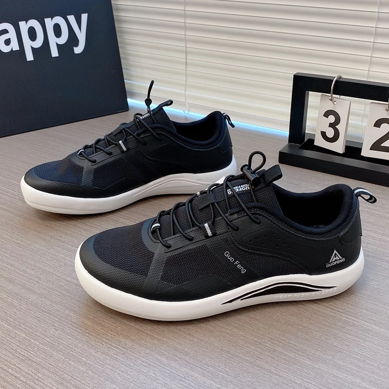 吉星宇男鞋夏季透气网面鞋跑步轻便一脚蹬懒人鞋男士百搭休闲潮鞋