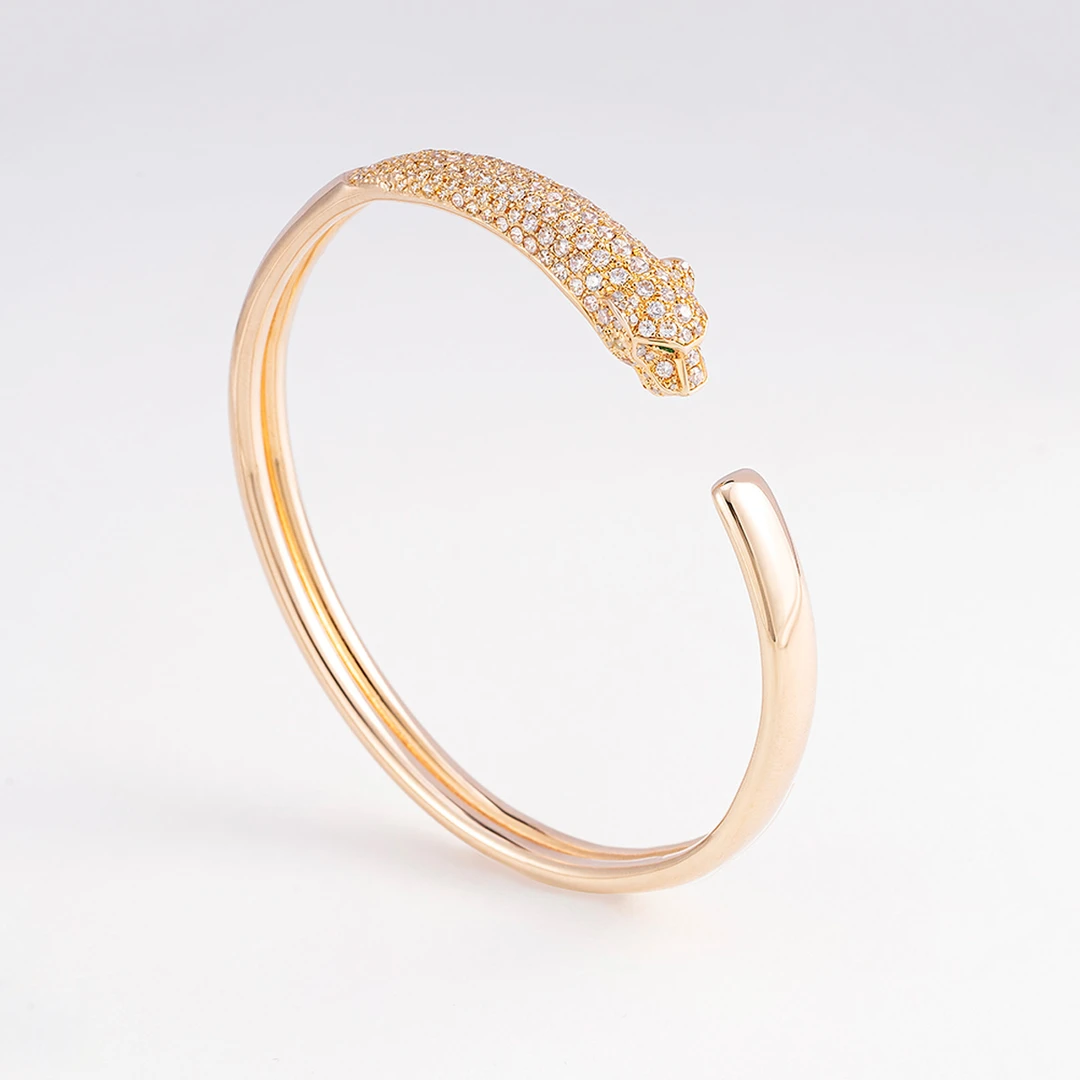 合金手镯 【linlin专属】半钻豹头手镯轻奢时尚欧美潮流气质百搭