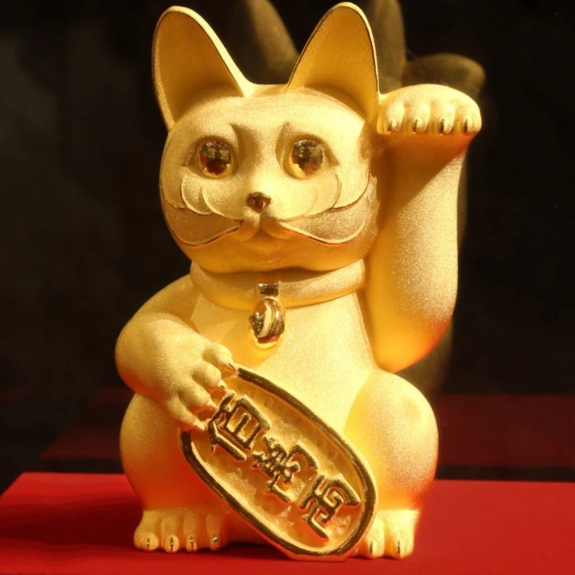 《招财猫》客厅装饰财源广进财源滚滚招财寓意金猫工艺品摆3201L