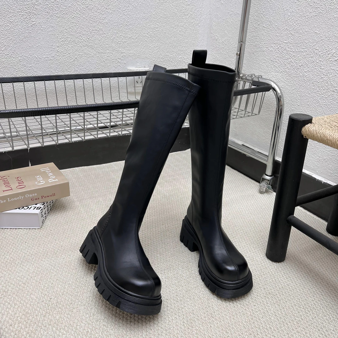 2024秋冬小个子6cm增高款长筒靴平口瘦瘦靴洋气新款百搭骑士靴女