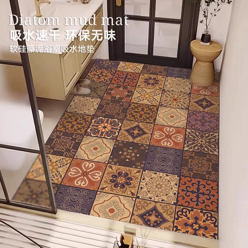 2轻奢硅藻泥防滑地垫吸水防滑浴室地垫