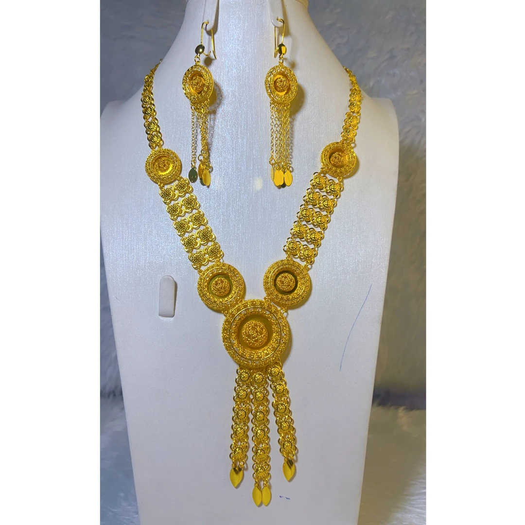 铜合金项链 铜合金项链nipal最新款两件套项链耳环时尚金色百搭