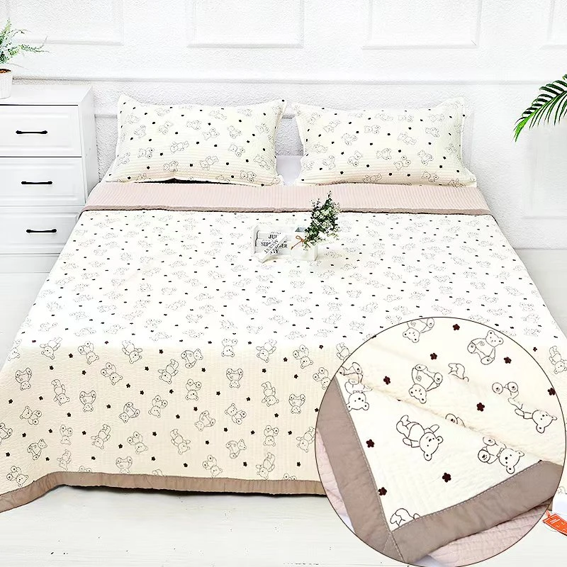 A类精品厚款单人双人加大水洗棉机洗绗缝不起球亲肤双面床盖