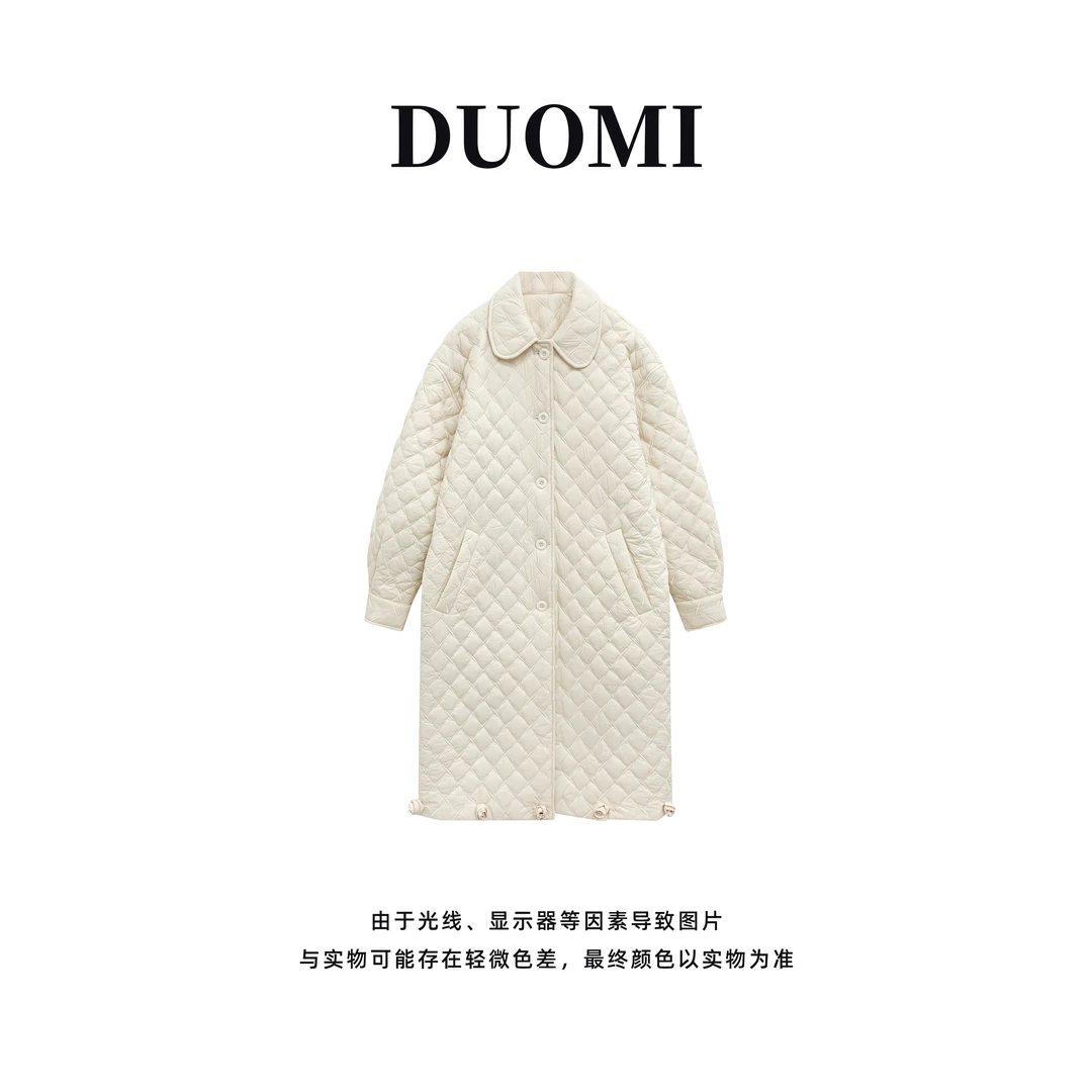 【DUOMI】秋冬款女装百搭时尚小众风格设计感棉服长款外套D6039