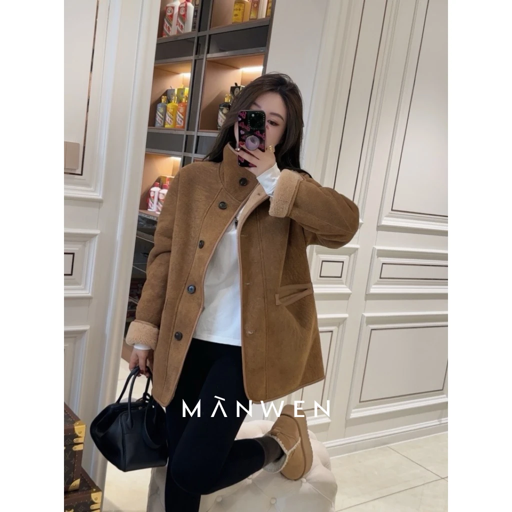 【曼文kiki】进口绒面 美皮皮毛一体双面穿外套 MANQ302