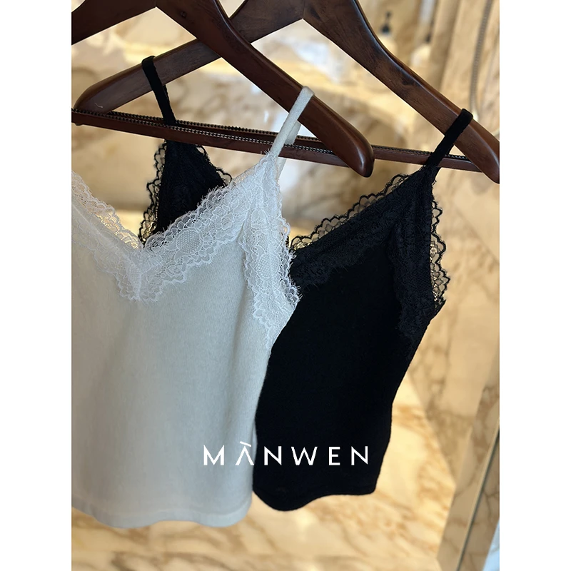 【曼文kiki】“舒芙蕾”软软糯糯蕾丝羊毛吊带内搭背心 MANA484