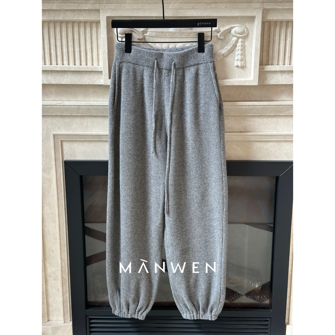 【曼文kiki】高腰显瘦束脚口羊毛休闲裤 MANA498