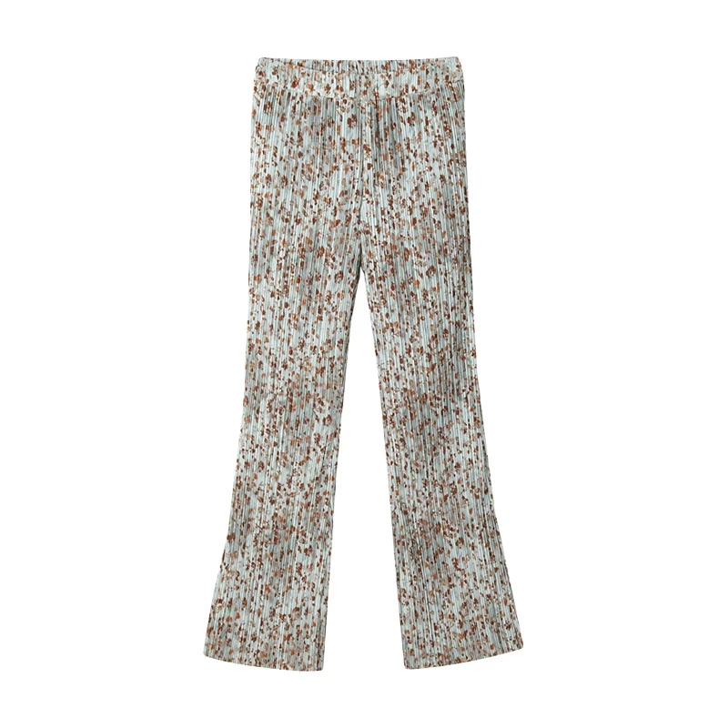 鸟撤柜女装  正品剪牌青仓 L623满印压褶长裤A1