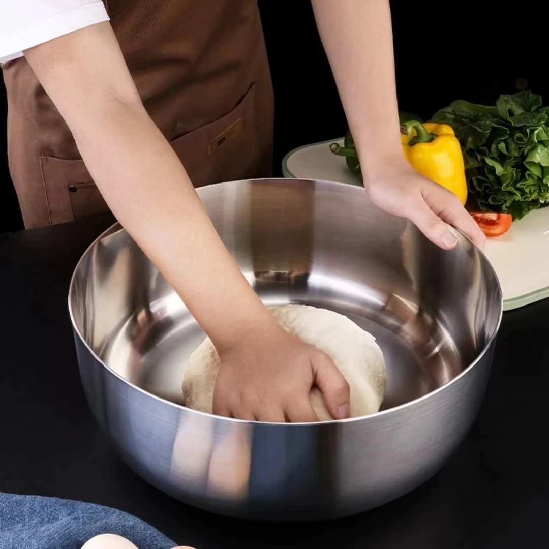 【品质高货】不锈钢32cm食品级和面盆菜盆加深加厚家用厨房不带盖子