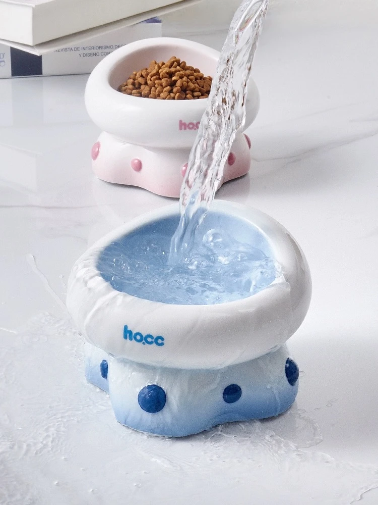 宠物陶瓷碗护颈碗可爱家用创意斜口简约防滑