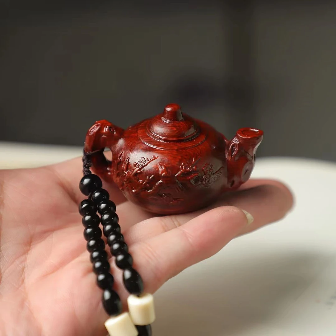 非洲小叶紫檀喜上眉梢把把壶胡麻将神器随身手把件钥匙挂件小摆件