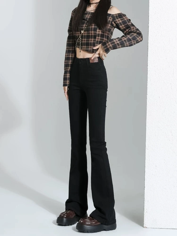 时尚高腰显瘦新款韩版女百搭微喇牛仔裤微喇叭