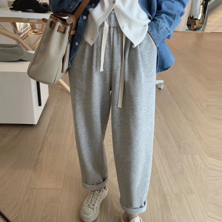 洋气日系慵懒风卫裤女秋冬新款高腰休闲百搭运动裤遮肉显瘦哈伦裤