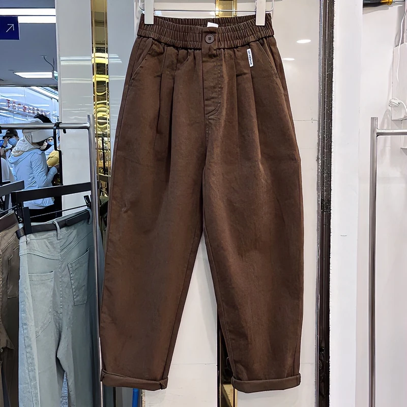 宽松哈伦裤裤子显瘦直筒阔腿休闲裤新款松紧腰百搭时尚女士萝卜裤