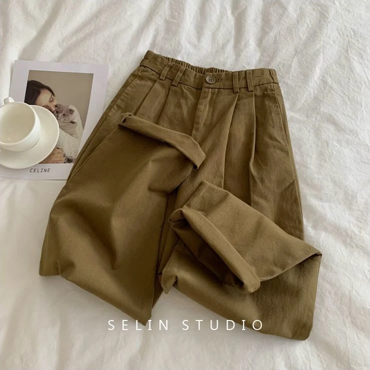 工装阔腿裤女2025春季新款韩版chic洋气宽松显瘦高腰百搭直筒裤子