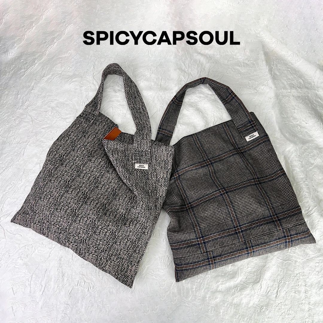 【荡领】SpicyCapSoul原创毛呢极简row风小众布袋子托特包大容量