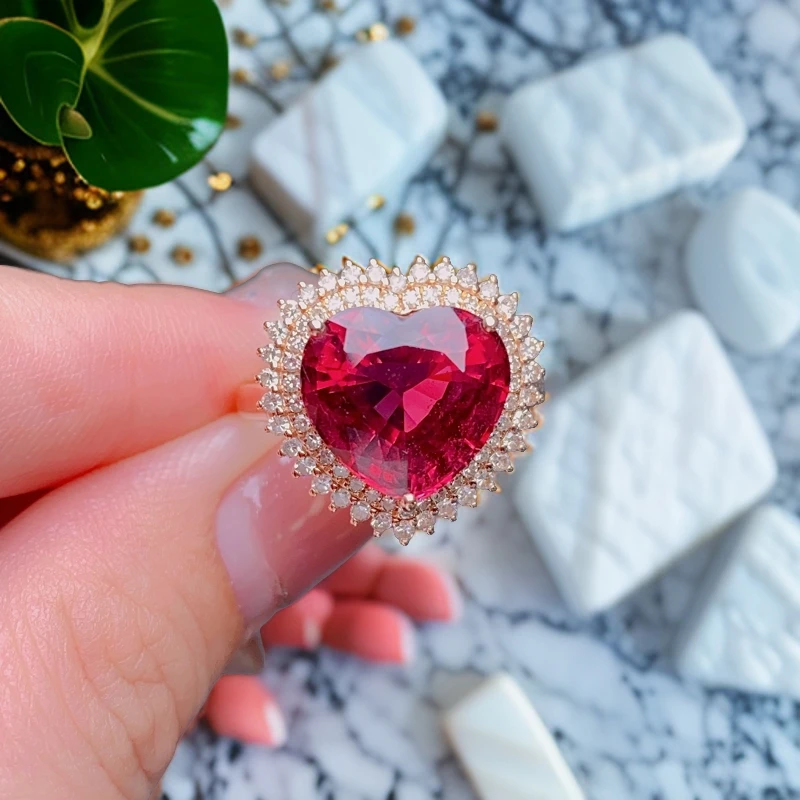 6.1克拉巴西老矿料玫红色碧玺戒指