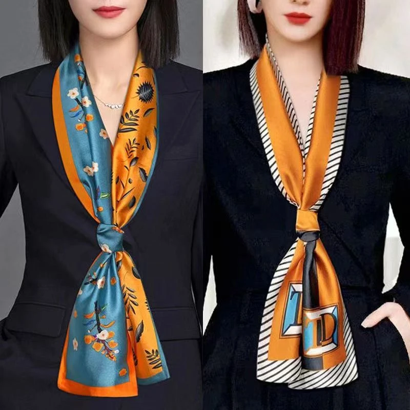 长条小丝巾百搭夏季2024新款薄款洋气围脖小领巾韩版气质时尚女士