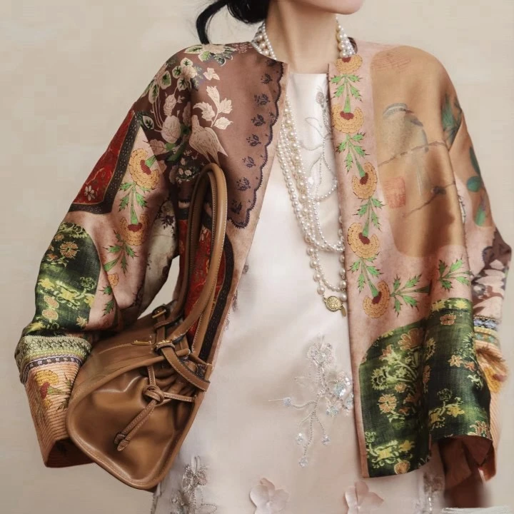 2025初秋新款高端设计感洋气国风新中式复古提花外套女上衣百搭