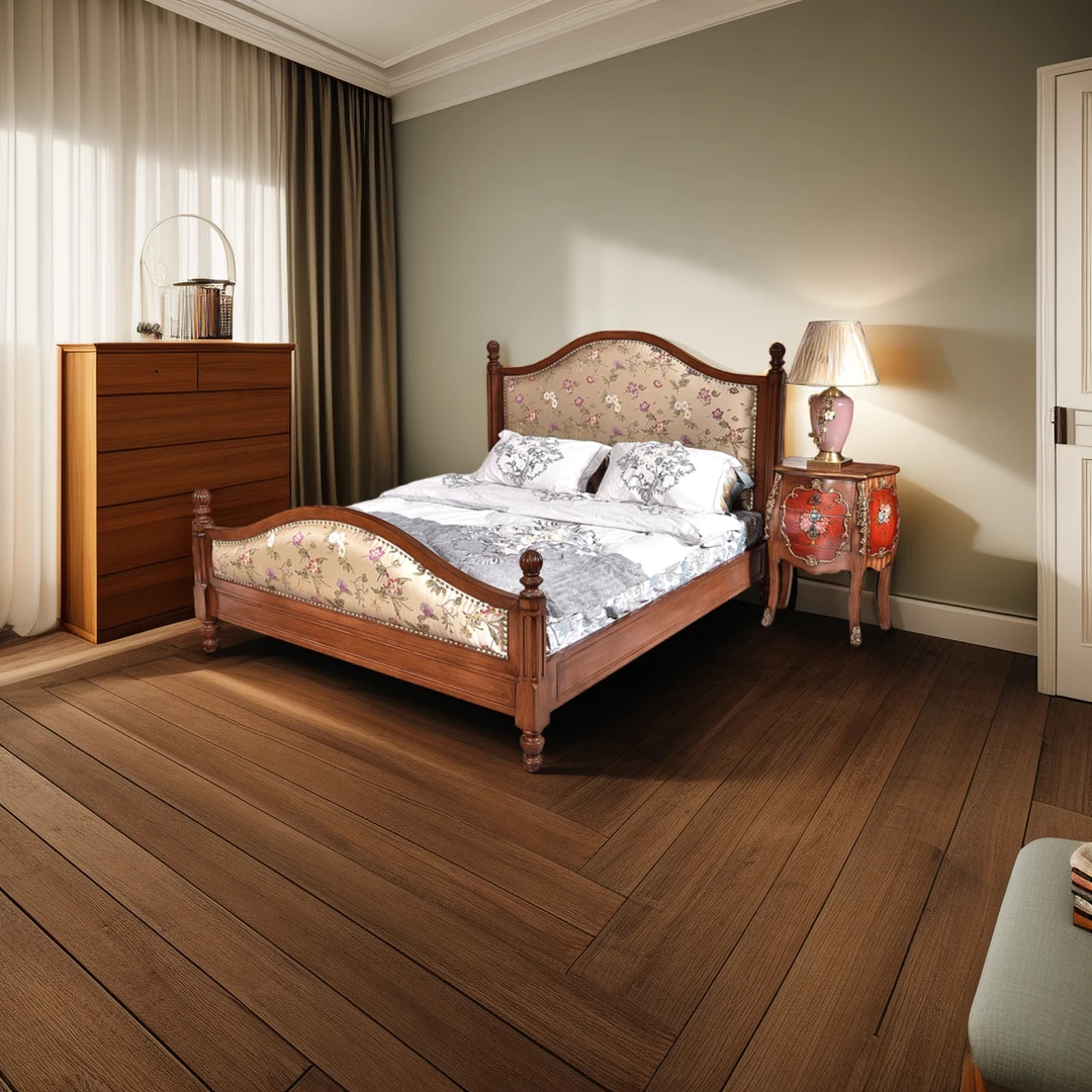 【欧戈美】美式田园实木卧室双人床刺绣软包1.8/1.5米大床rs137