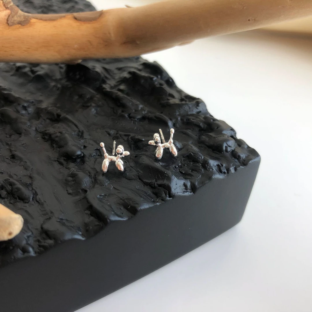 925银银制品 气球狗耳钉百搭时尚