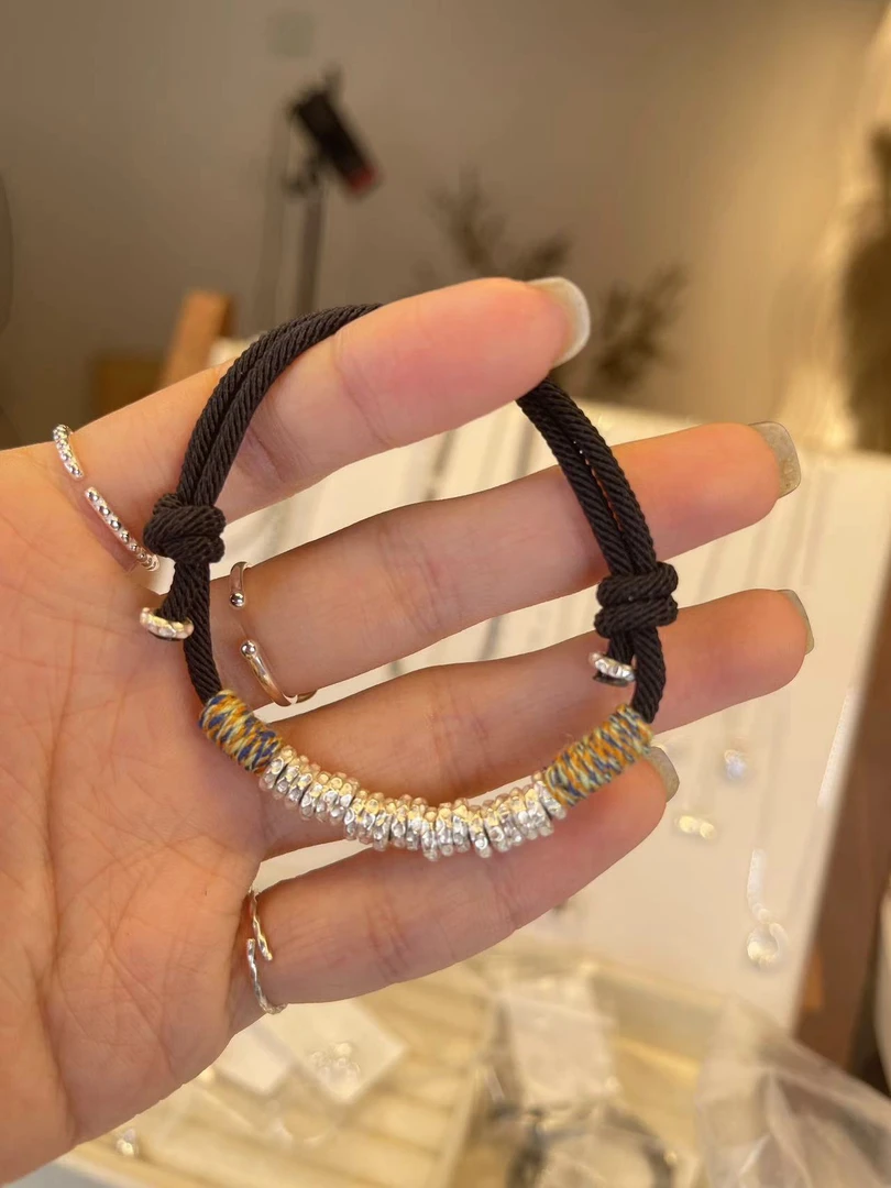 925银银制品 7913盘缠编绳手链