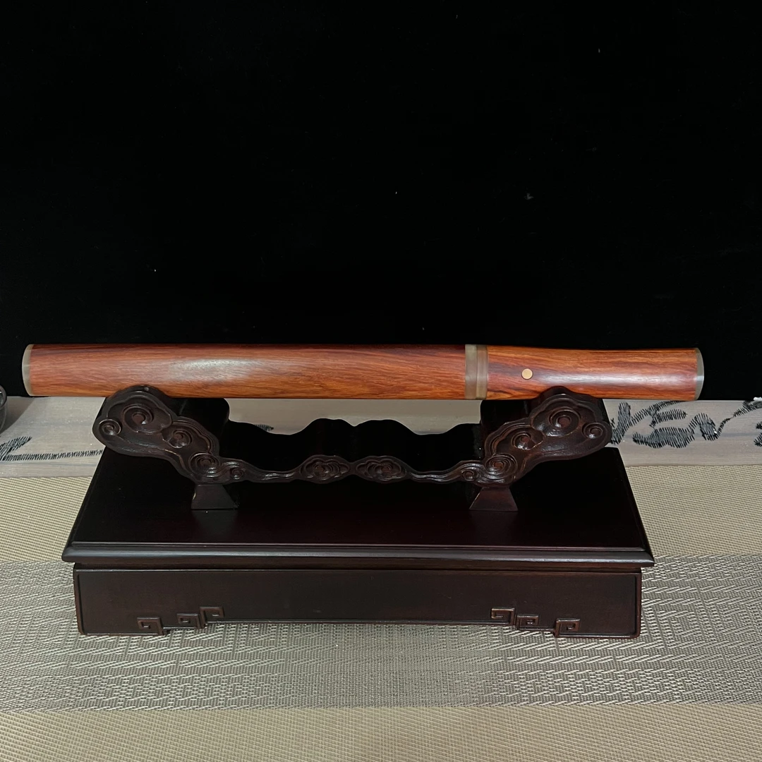 小叶紫檀棍剑 羊角装具 纯陨铁 卓老师亲制 未开刃