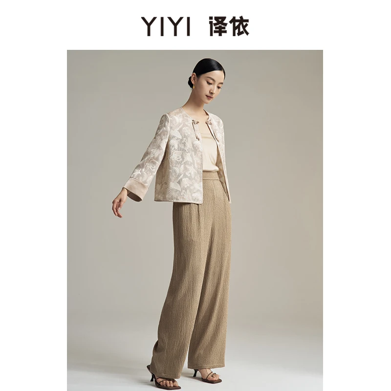 译依YIYI 金驼色珍珠缎空气裤（无里布版）BDSKZ025