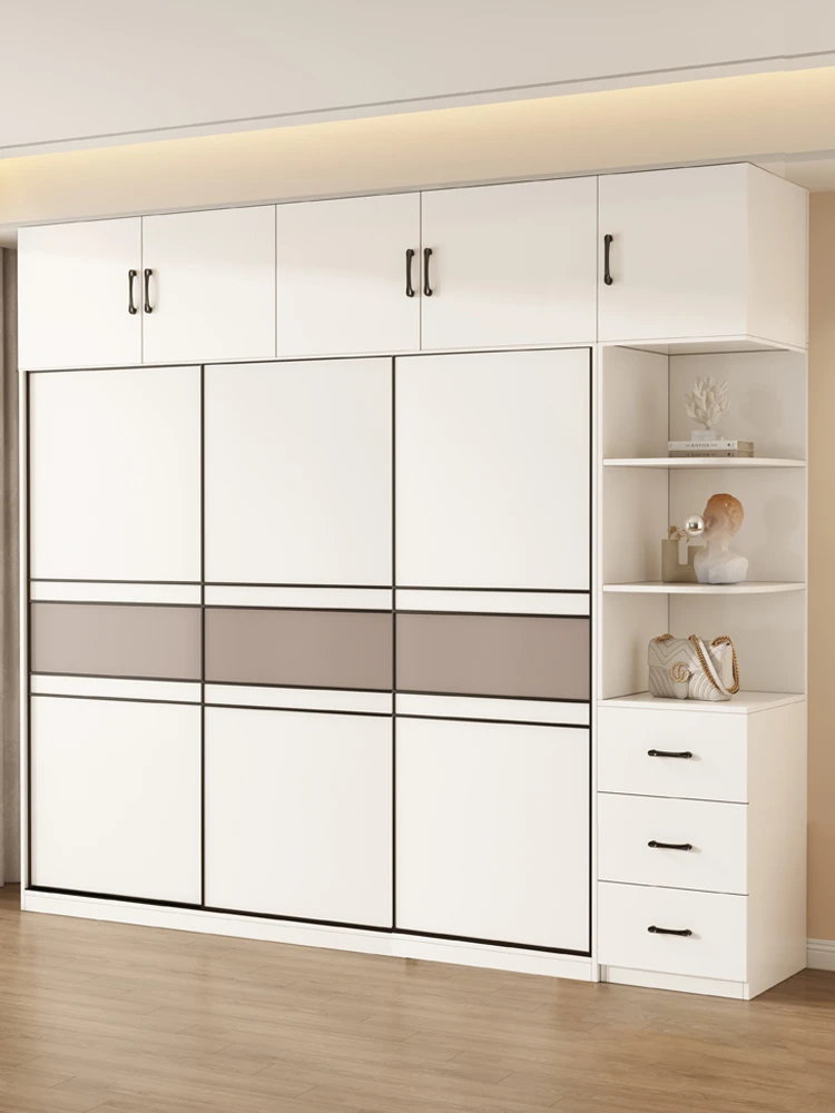 全实木衣柜家用卧室简约现代出租房简易组装柜子移门储物大衣橱