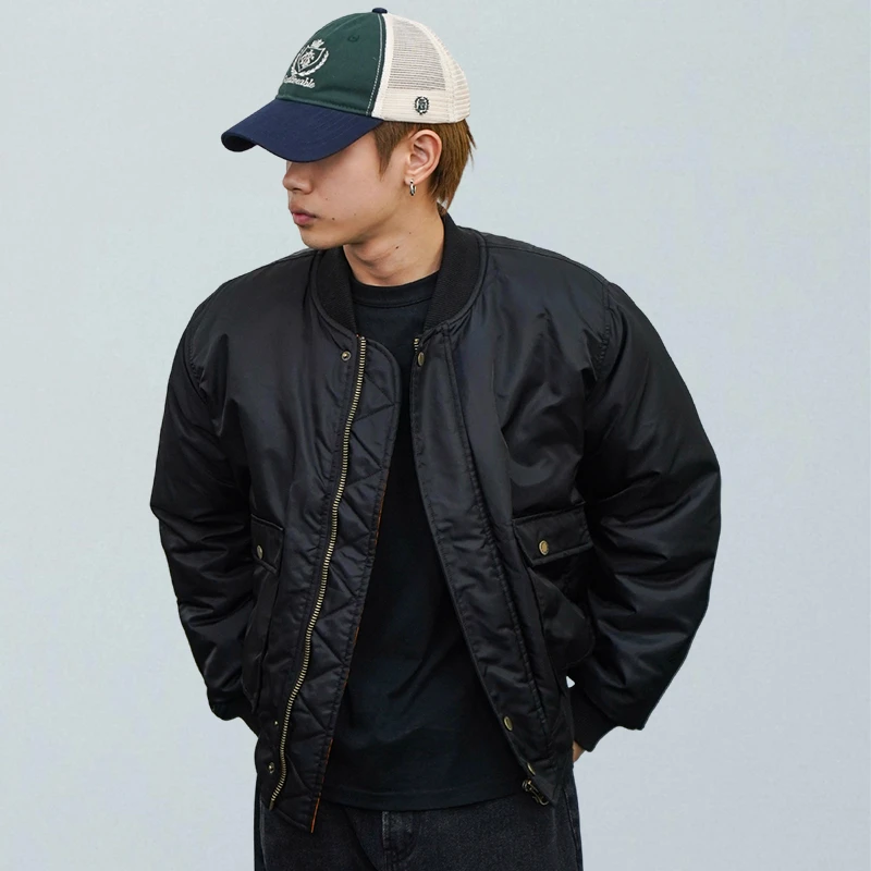 GOODLIVEABLE经典廓形短宽夹棉飞行夹克MA-1保暖bomber棉服外套男