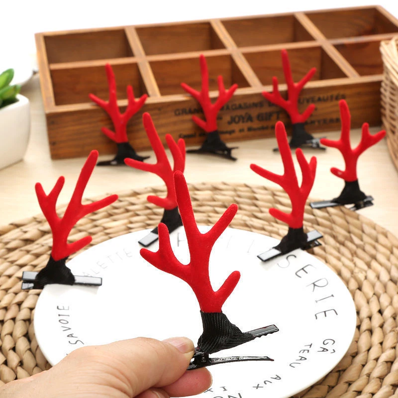 儿童发夹2025新款圣诞鹿角可爱宝宝立体发卡头饰幼儿园小礼品发饰