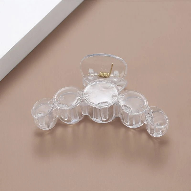 10cm大号香槟色五圆抓夹透明百搭几何发抓 少女摆地摊手工diy配件