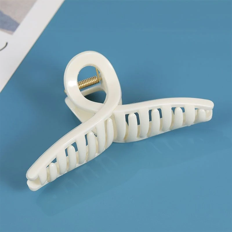 11cm交叉米白大号抓夹简约百搭鲨鱼夹后脑勺奶白色洗澡头发夹发饰